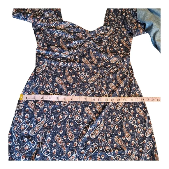 NWT Boden Paisley Fitted Jersey Dress Long Sleeve Sweetheart Neck Size 8R